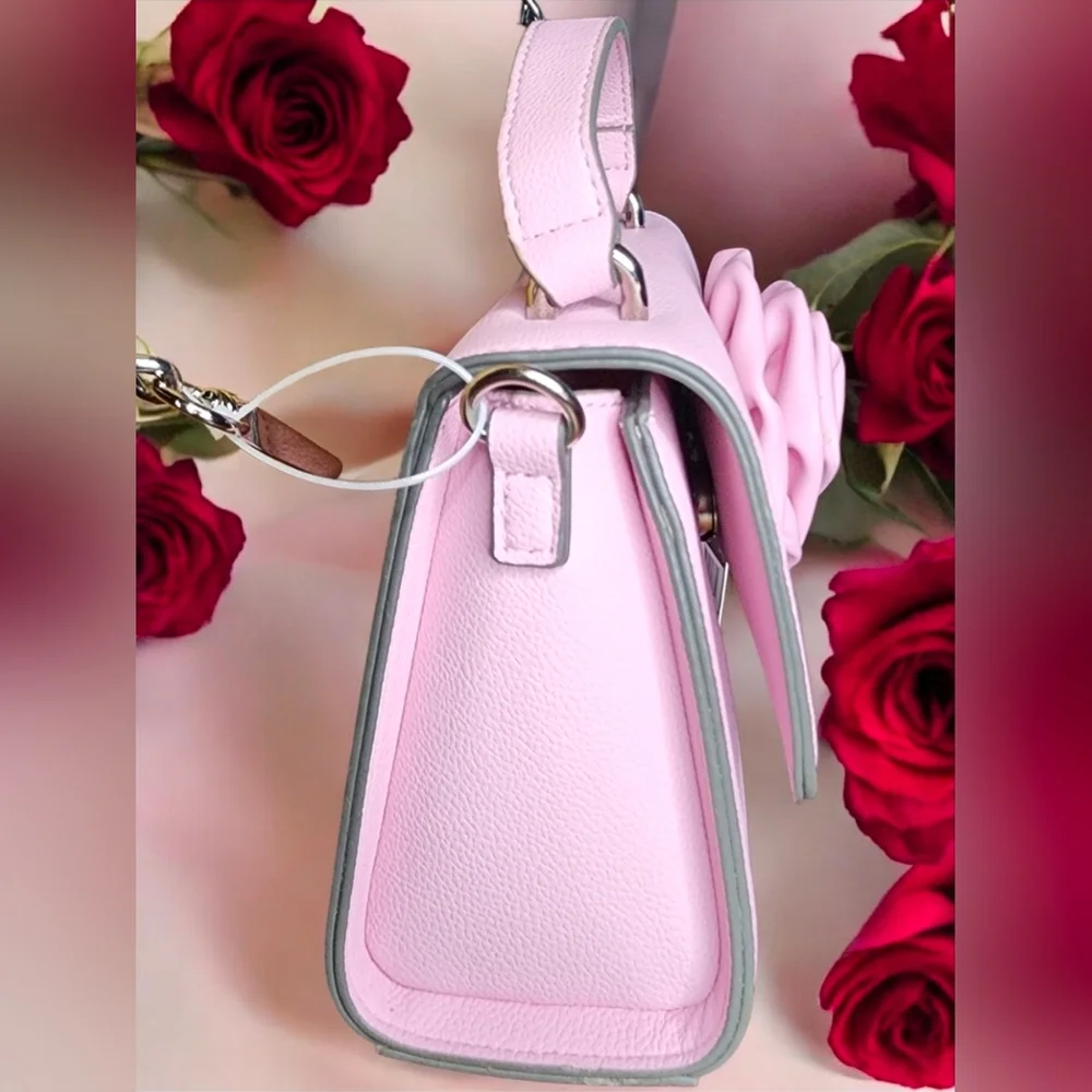 Madden NYC Women's Rosette Top Handle Handbag In Pastel Pink NWT - Picture 8 of 16